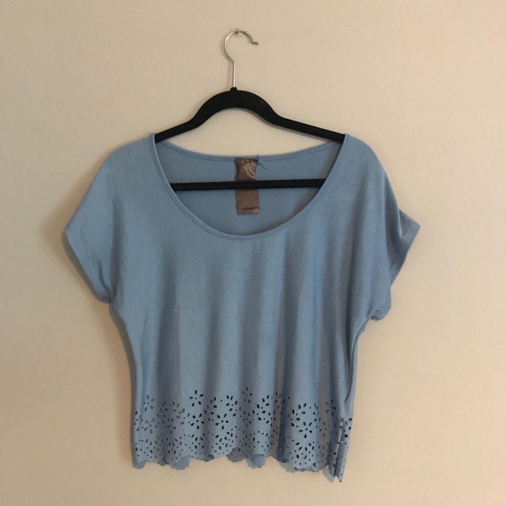 Nordstrom Blue Laser Cut Top